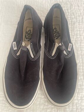 Vans Black Canvas Slip-On Loafers for women